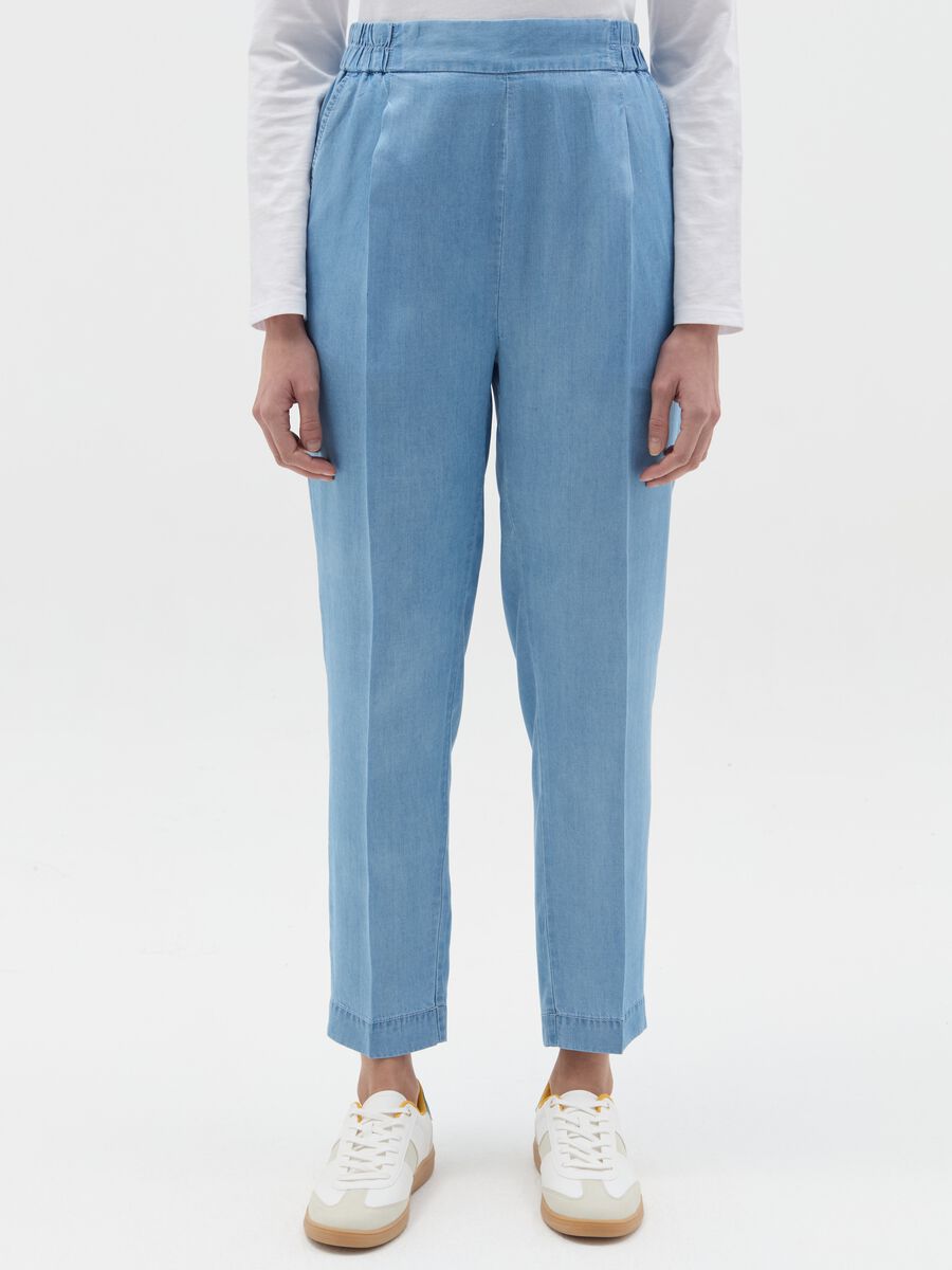 Carrot-fit denim-effect joggers_1
