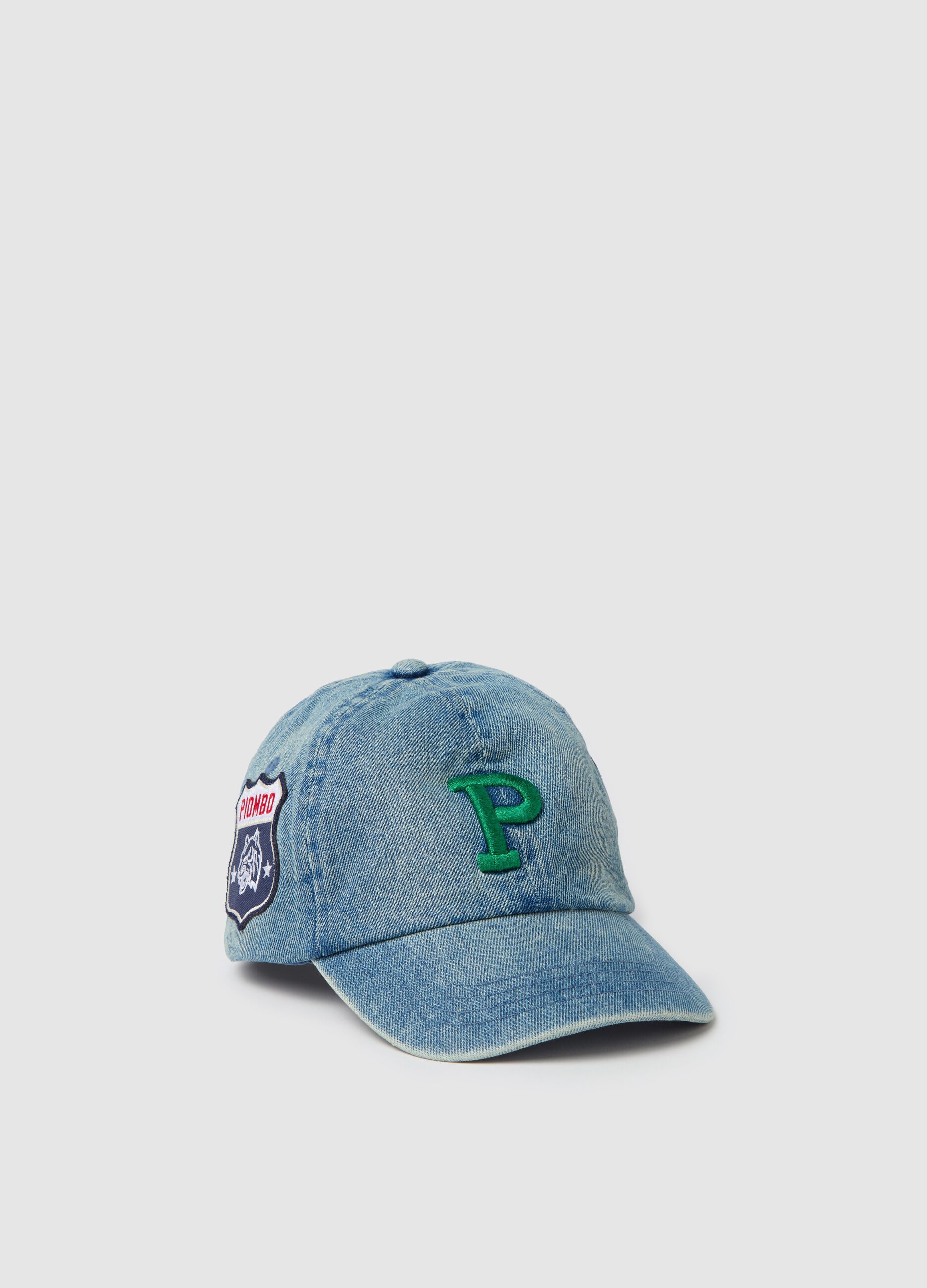 Berretto da baseball in denim con ricamo logo