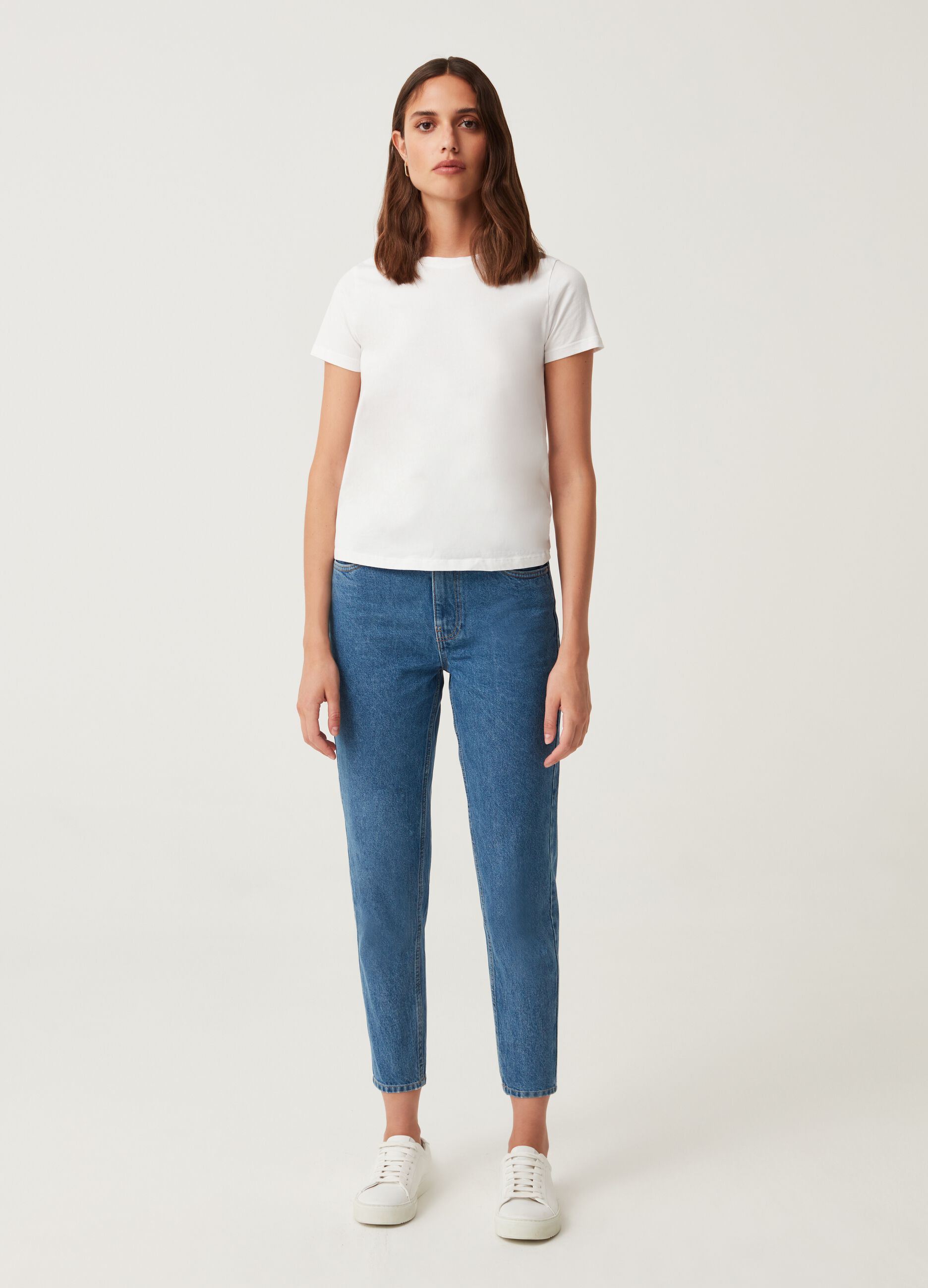 Jeans mom fit in cotone_0