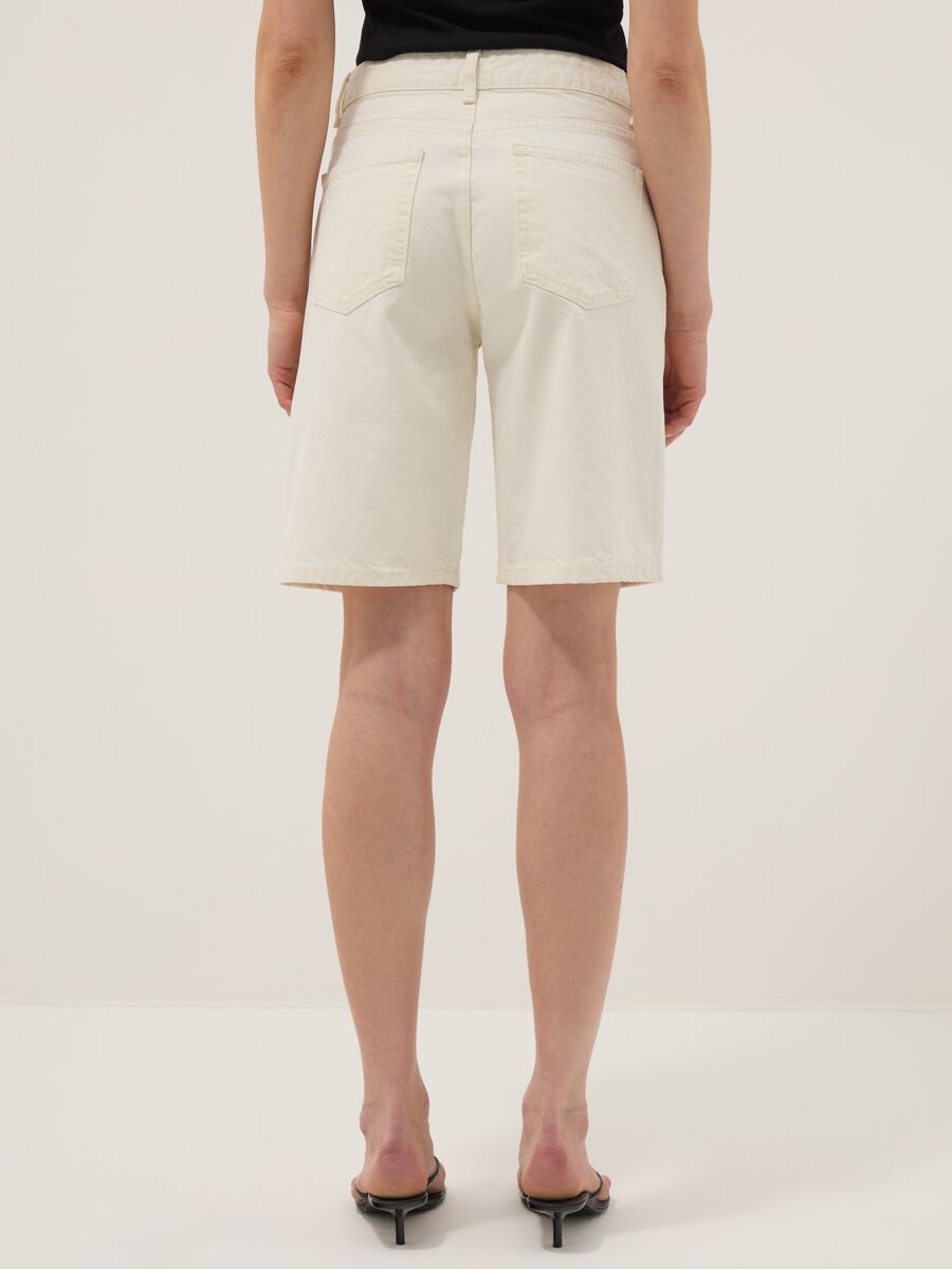 Shorts in puro cotone denim beige wide leg_2