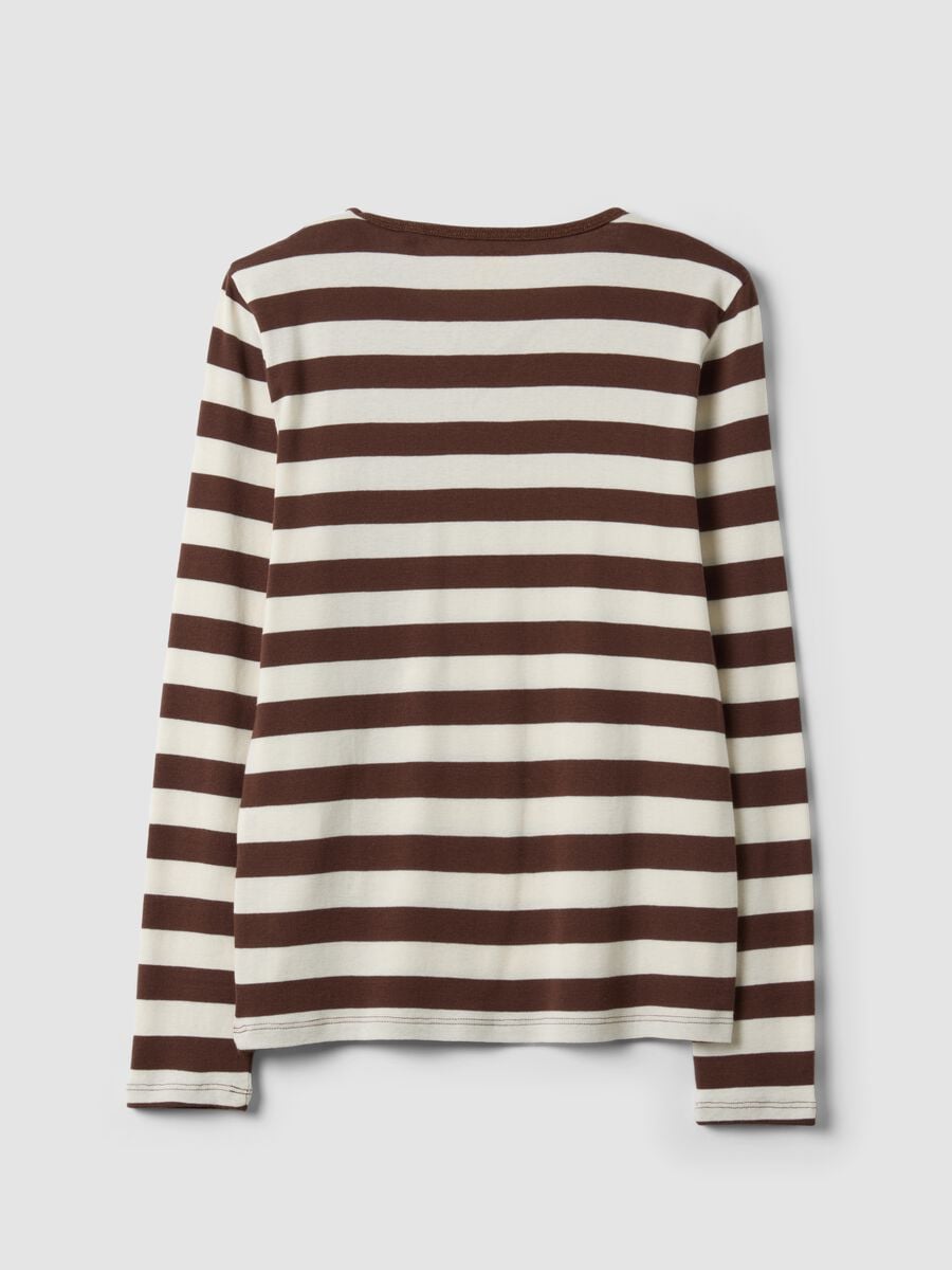 T-shirt bianca a righe in puro cotone con girocollo_6