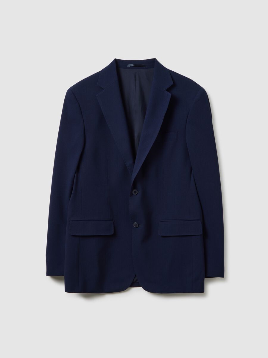 Blazer in tessuto elasticizzato blu slim fit_0