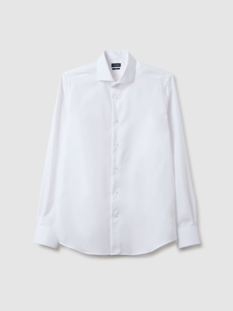 White pure cotton slim fit shirt_4