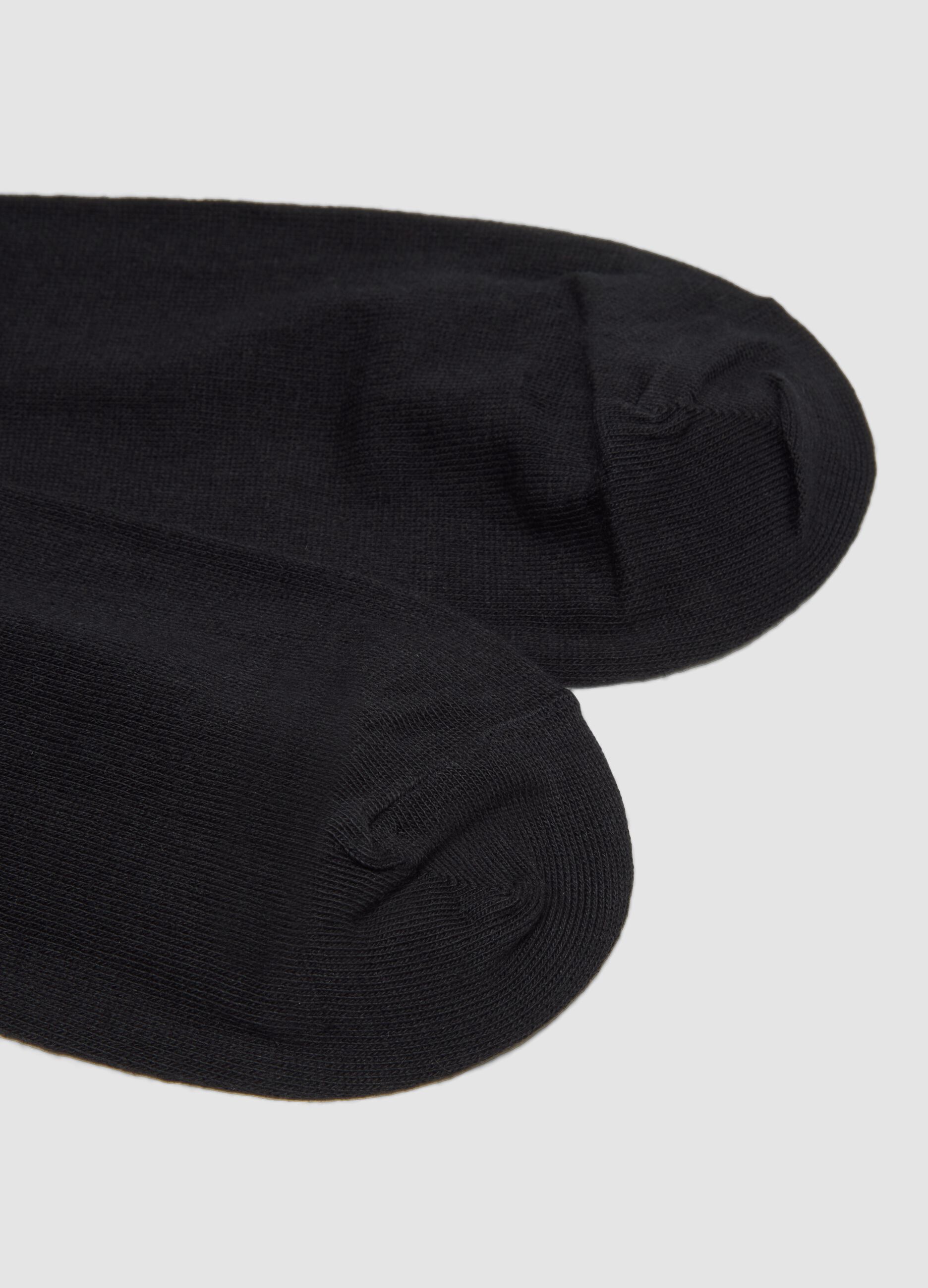 Two-pack of black long cotton and cashmere blend socks