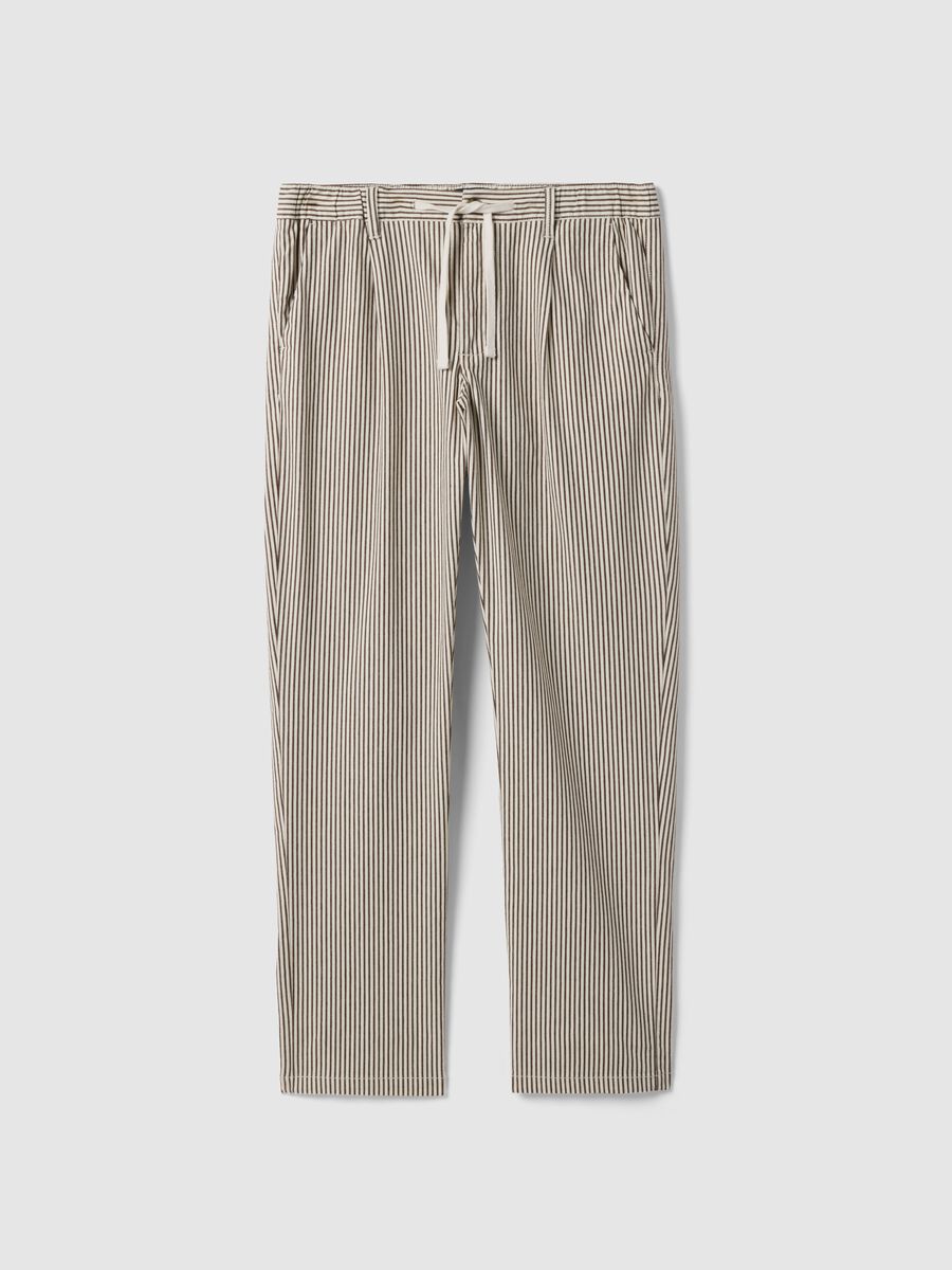 Pantaloni in cotone elasticizzato a righe multicolor regular fit_4
