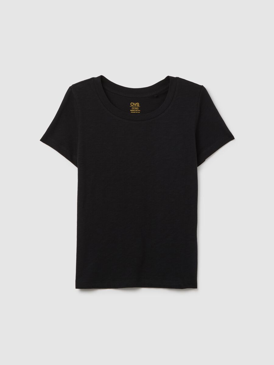 Women's pure cotton black regular fit t-shirt_0