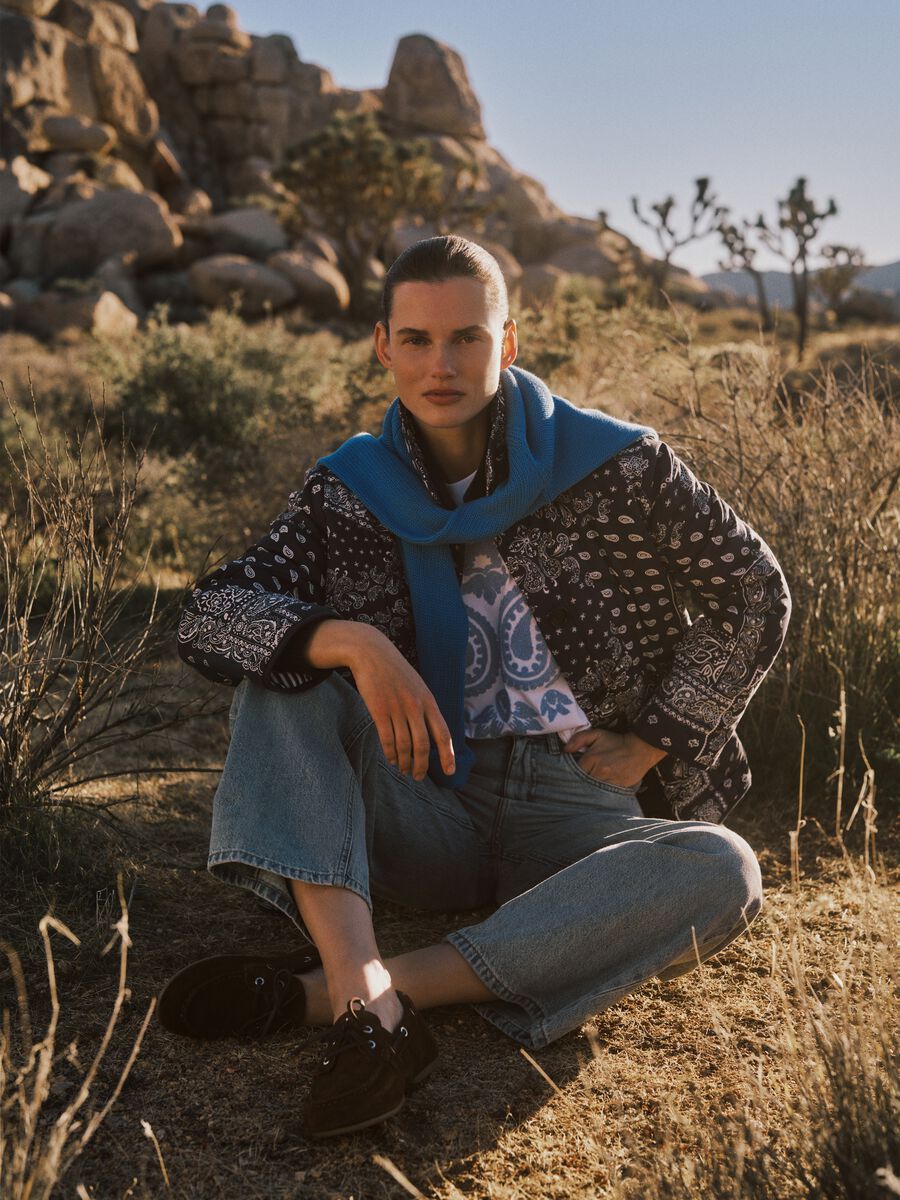 Multicolour padded jacket in pure cotton regular fit with pattern_0