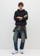 Baggy denim jeans in pure blue cotton with cargo pockets_0