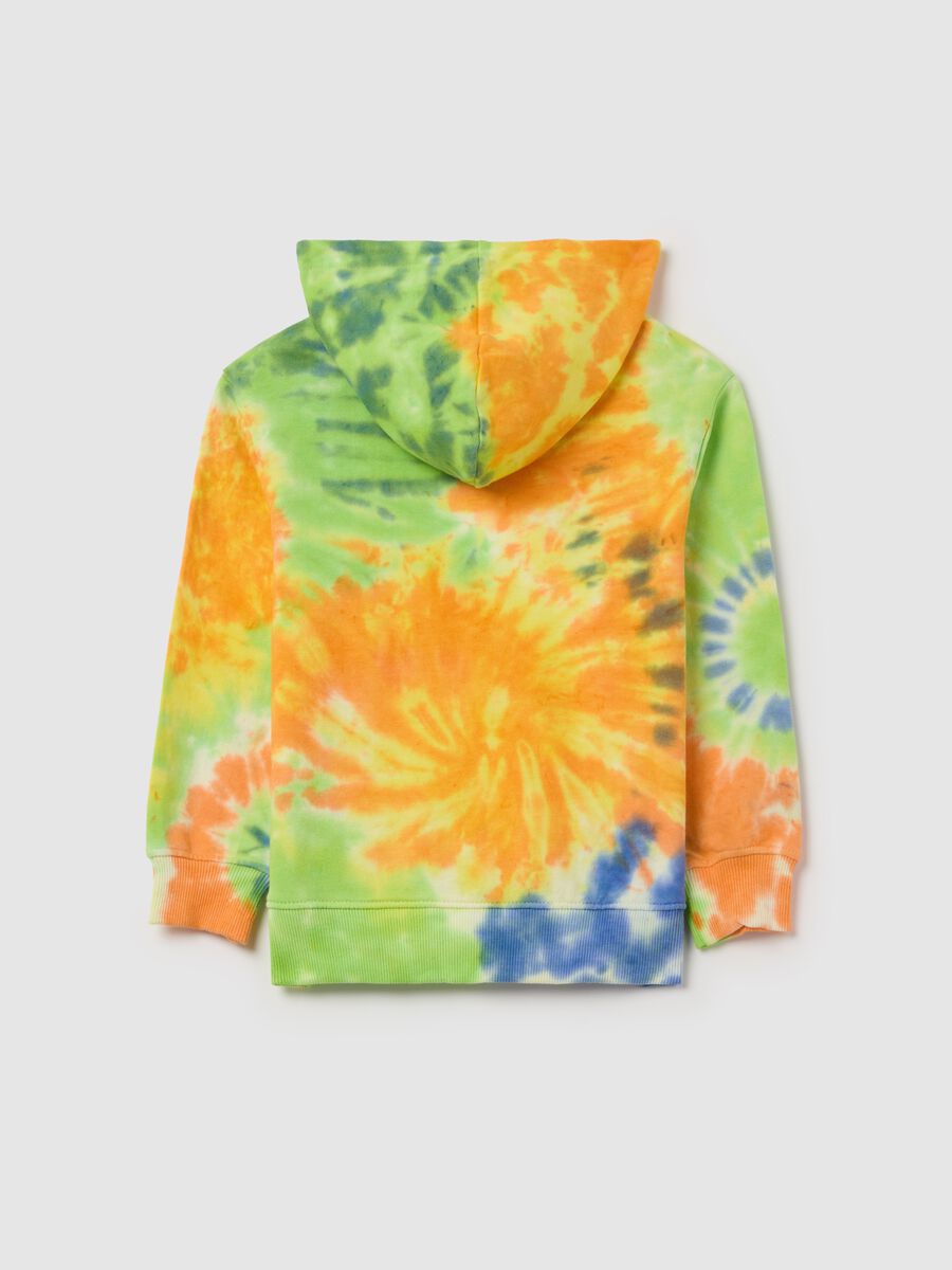 Tie-dye sweatshirt with hood and monster embroidery_1