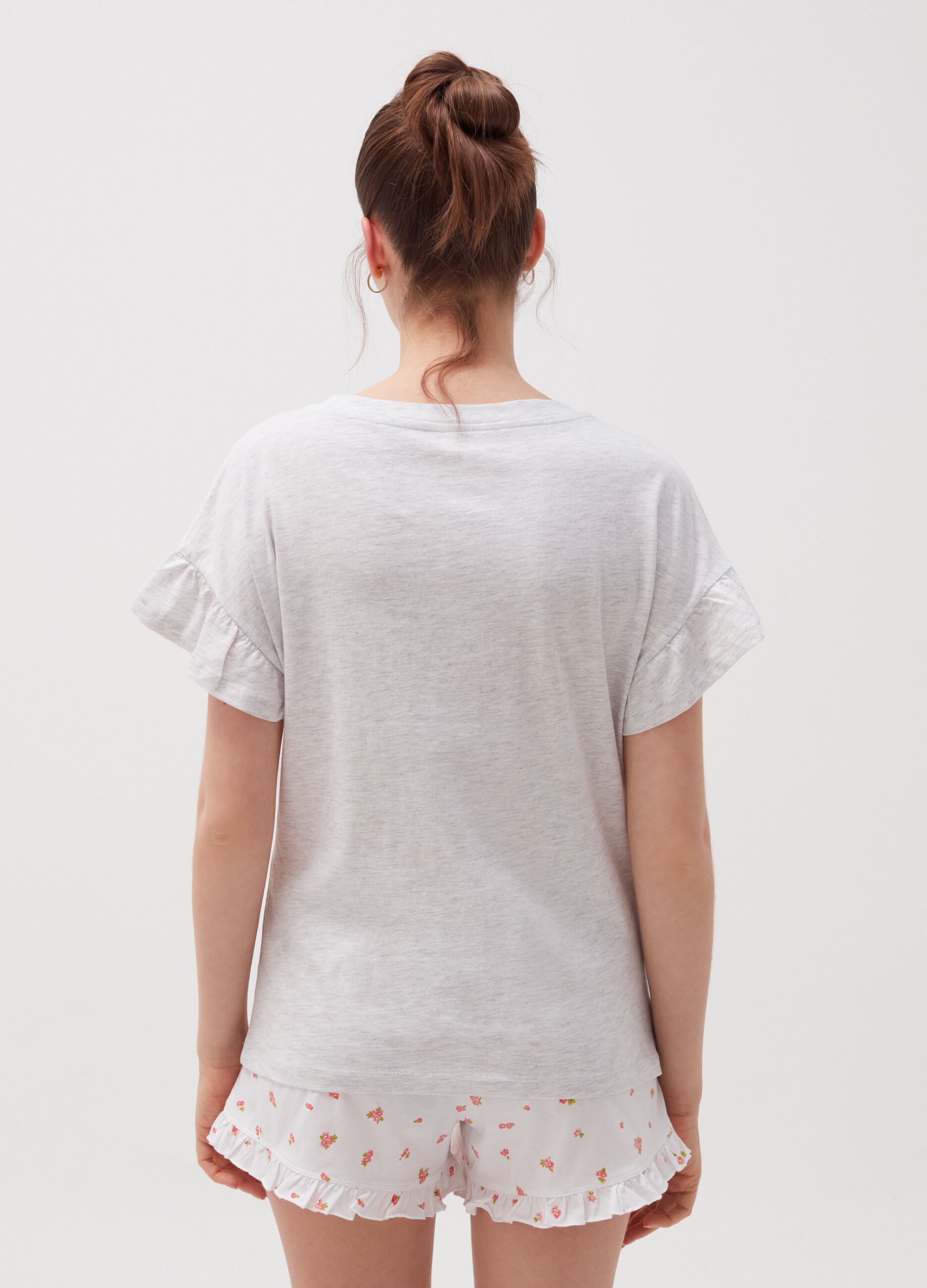 100% cotton mélange pyjama top with print