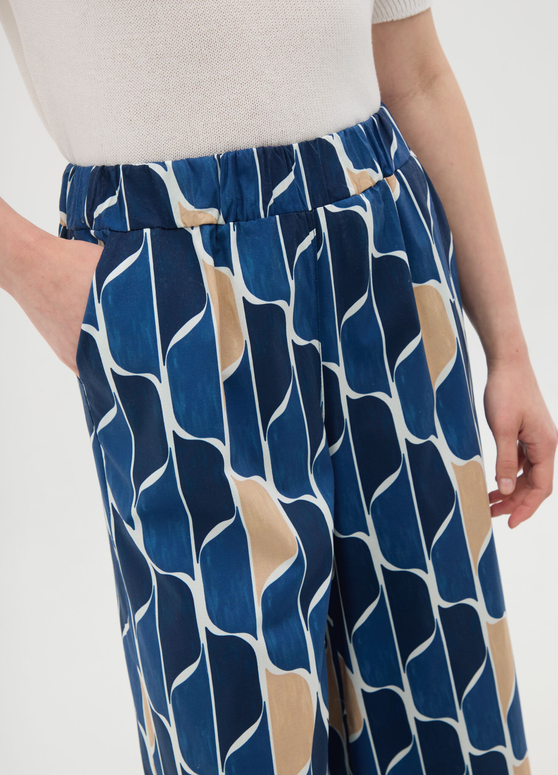 Women's multicolour cotton trousers with regular fit