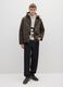 Brown cotton blend regular fit heavy parka jacket with zip_1