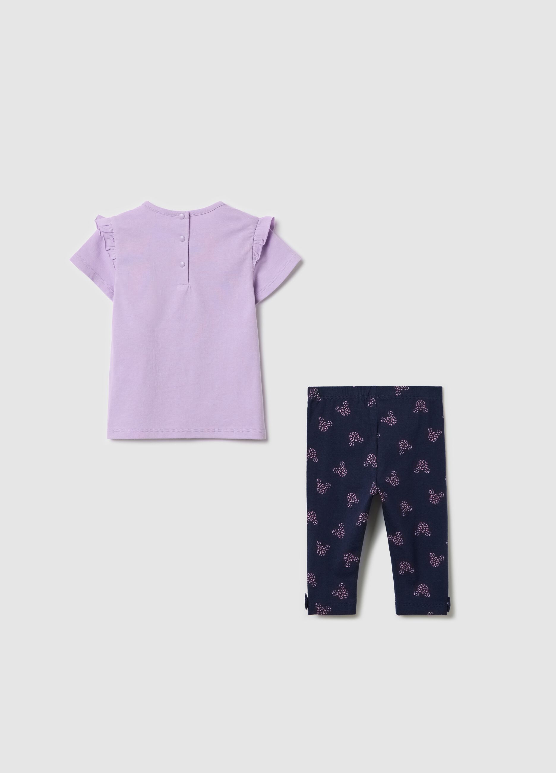 Purple and blue jogging set in stretch cotton with Minnie Mouse print