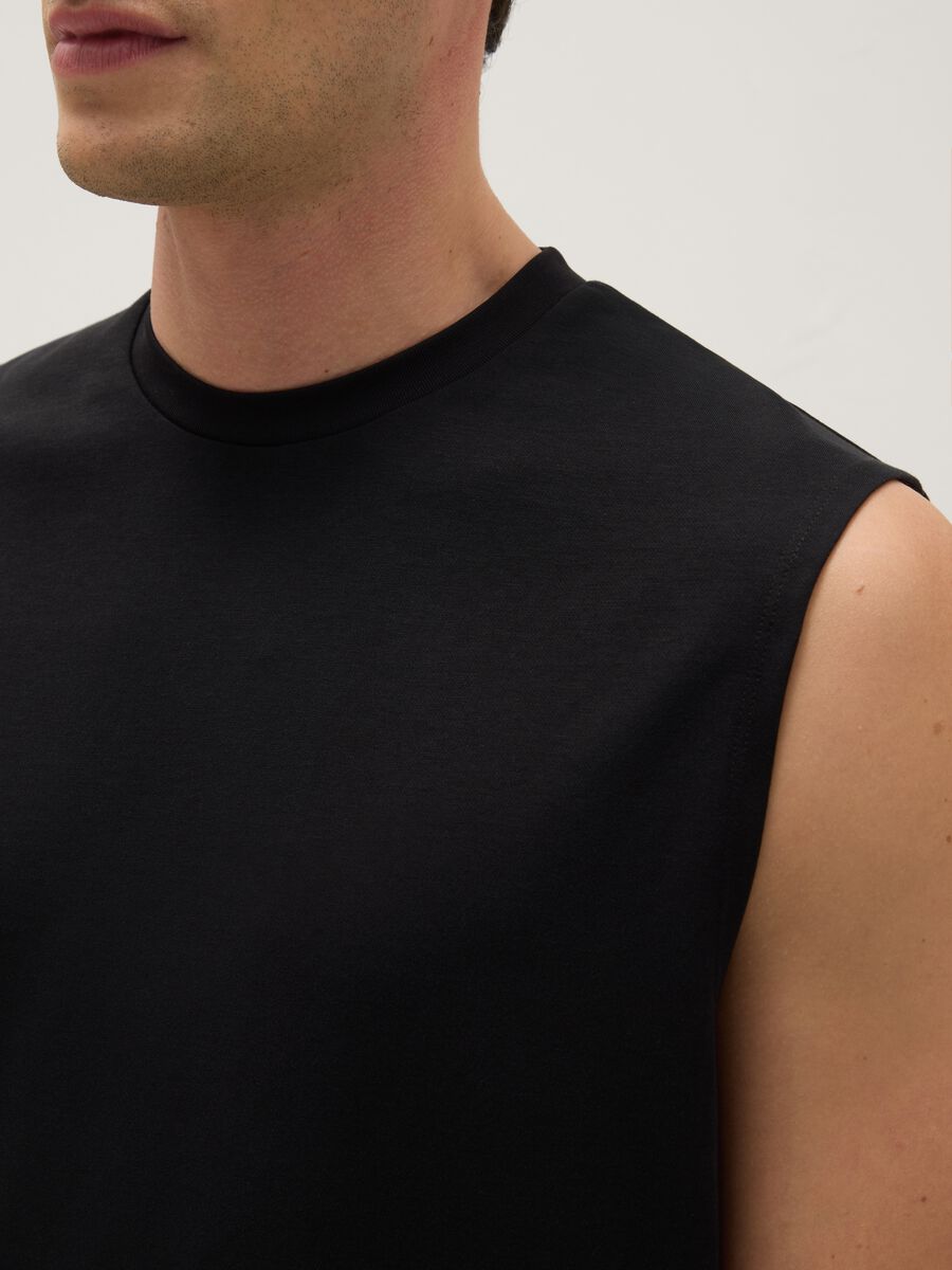 Black cotton blend vest regular fit_3