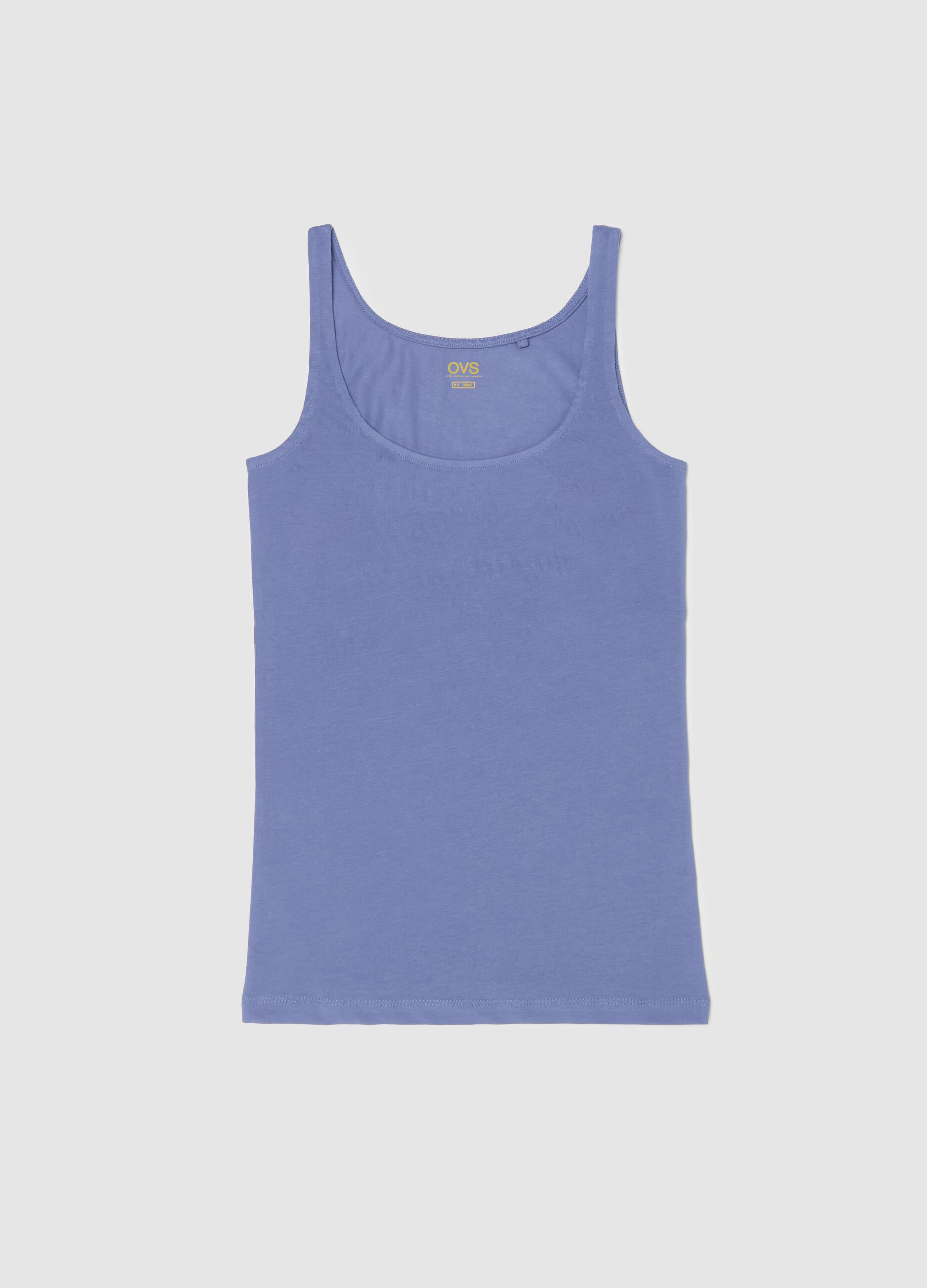 Under vest with round neck and wide straps