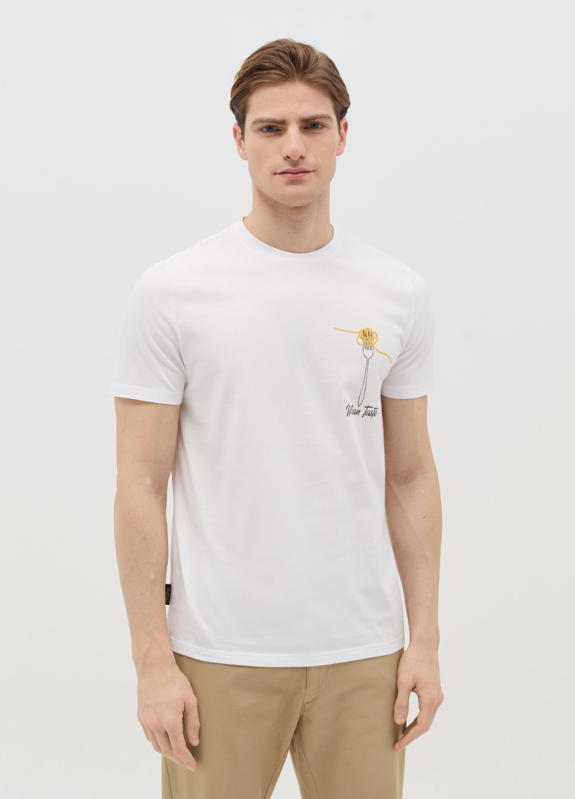Cotton T-shirt with "Italian Taste" print