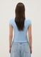 Blue fitted stretch-cotton T-shirt with print_3