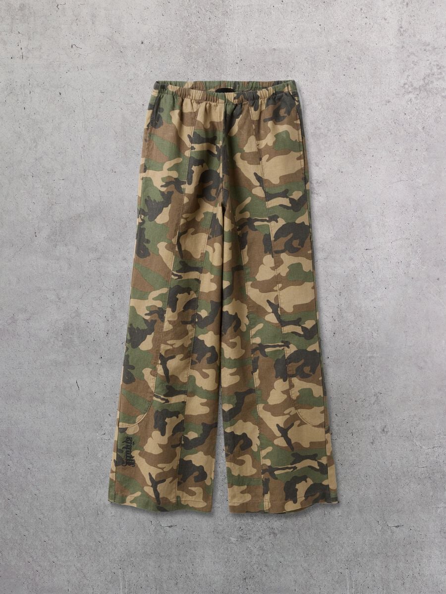 100% Linen Wide-Leg Camo Trousers_6