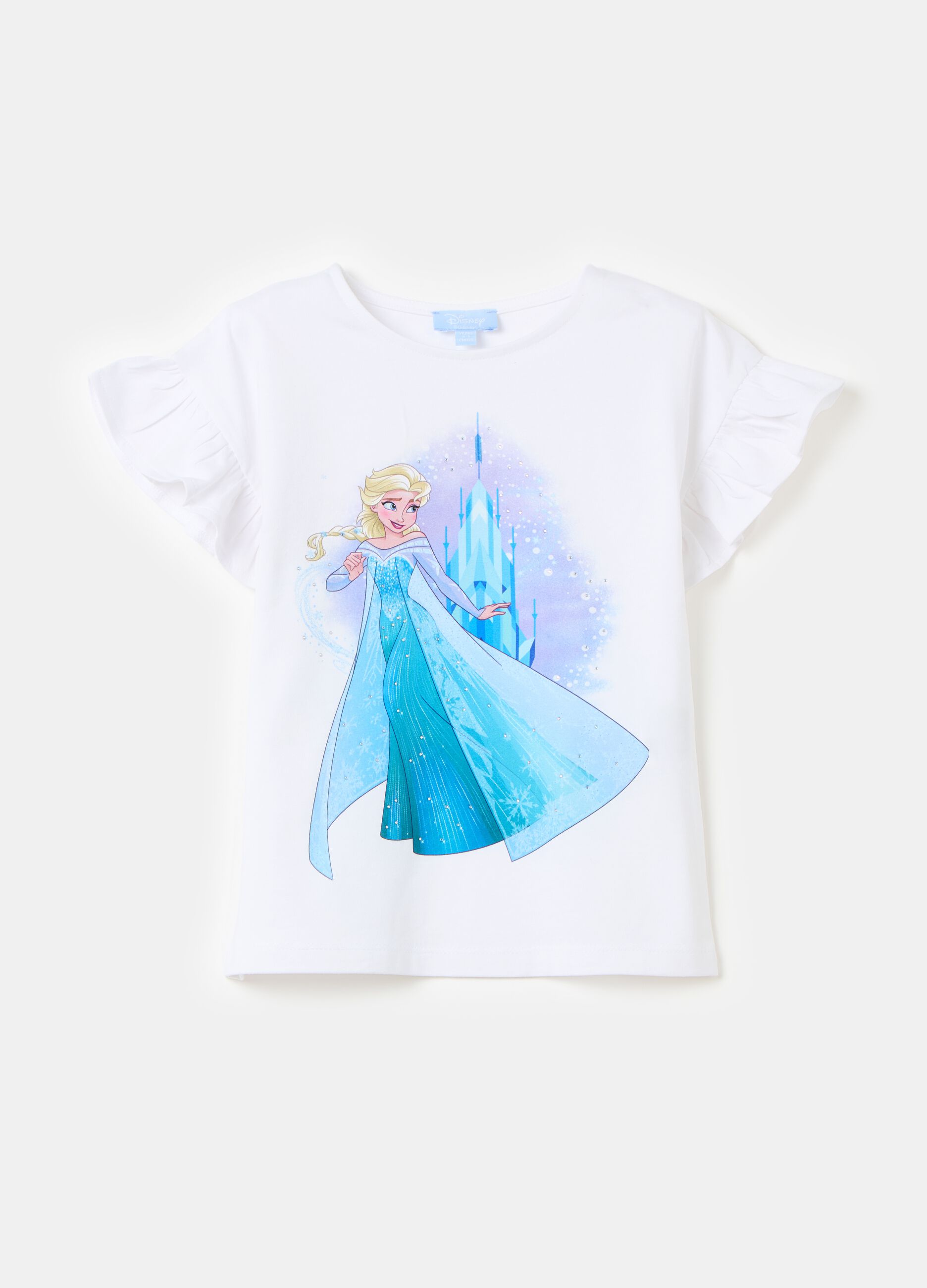 T-shirt con stampa Elsa e strass