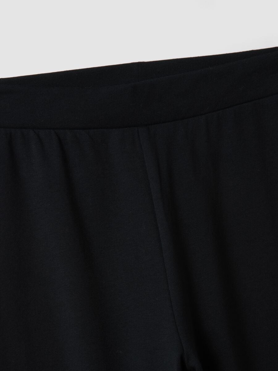 Black flared leggings in stretch cotton_1