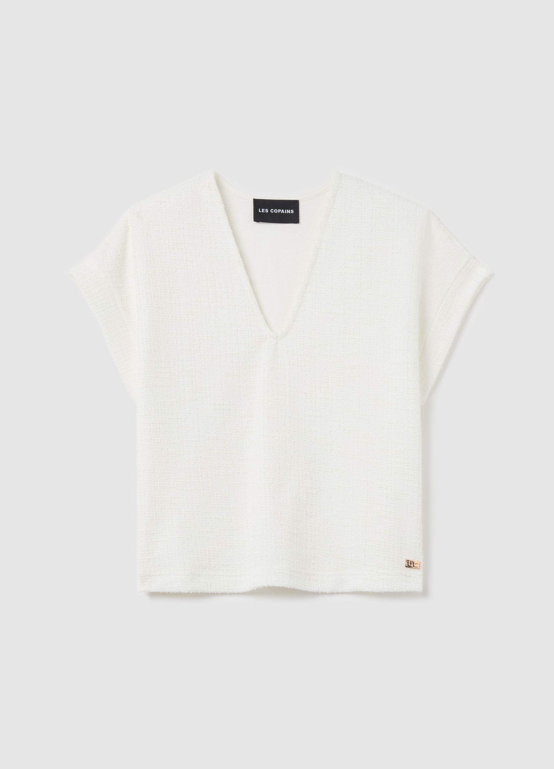 Woven T-shirt with kimono sleeves