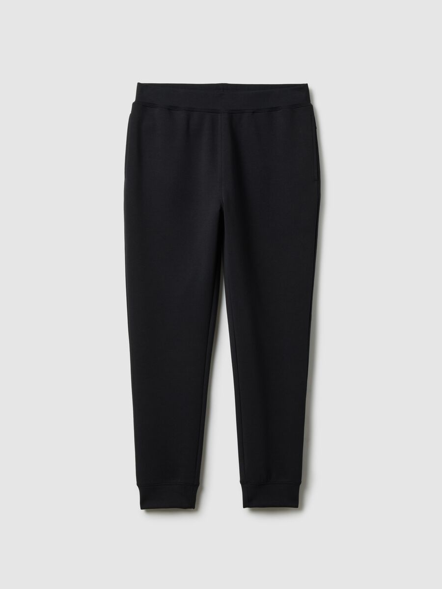 Black Cotton Blend Regular Fit Jogger Trousers_4