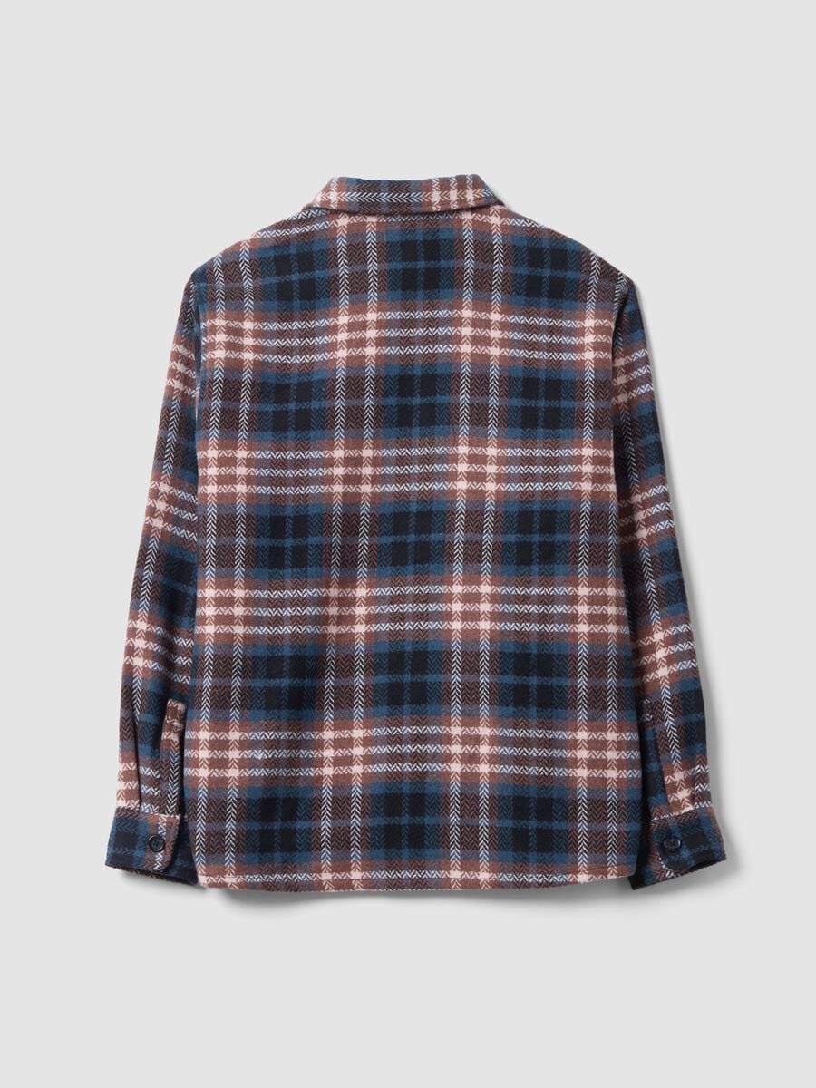Blue wool-blend checked shacket with an oversized fit_6