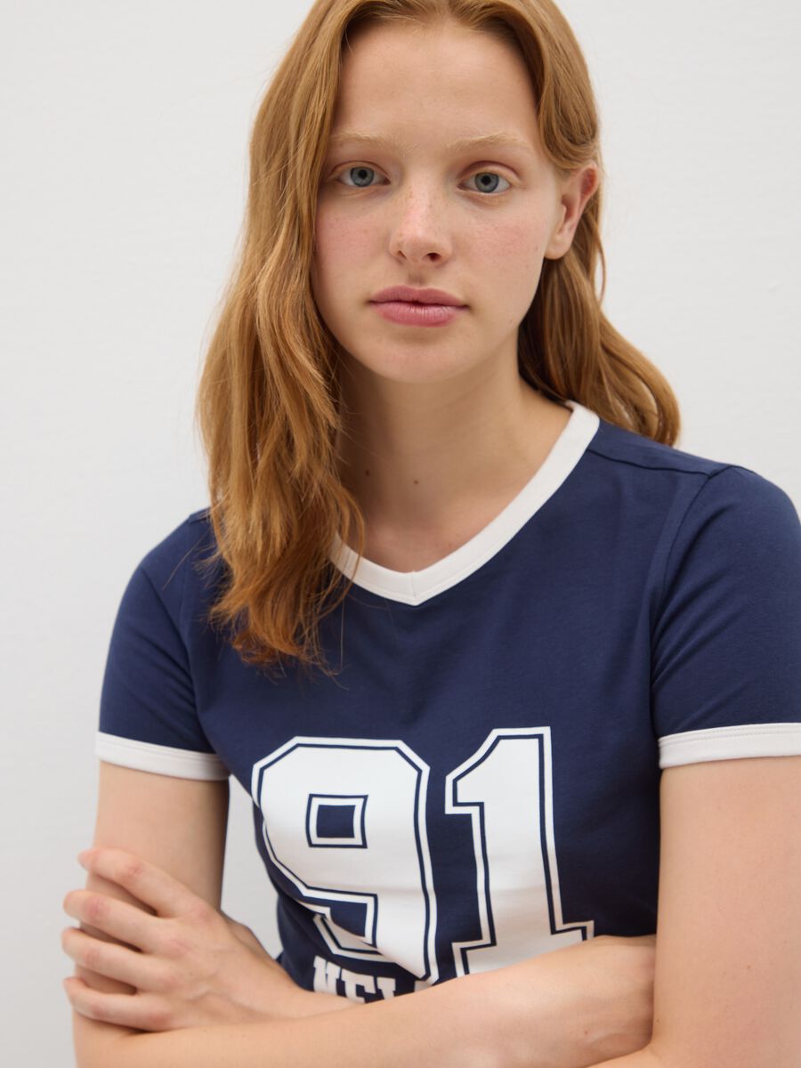 T-shirt in cotone elasticizzato blu regular fit_2