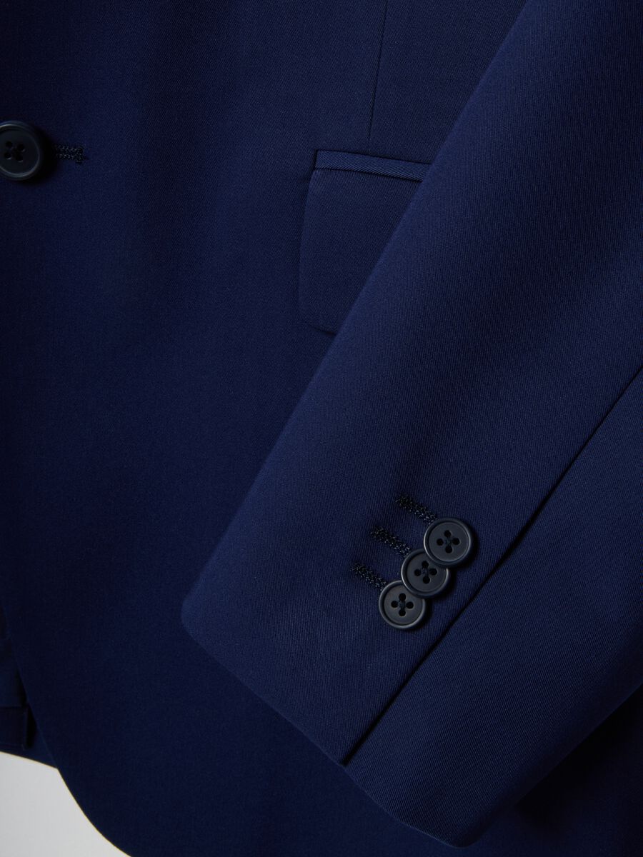 Blue Slim Fit Jacket with Notched Lapel_1