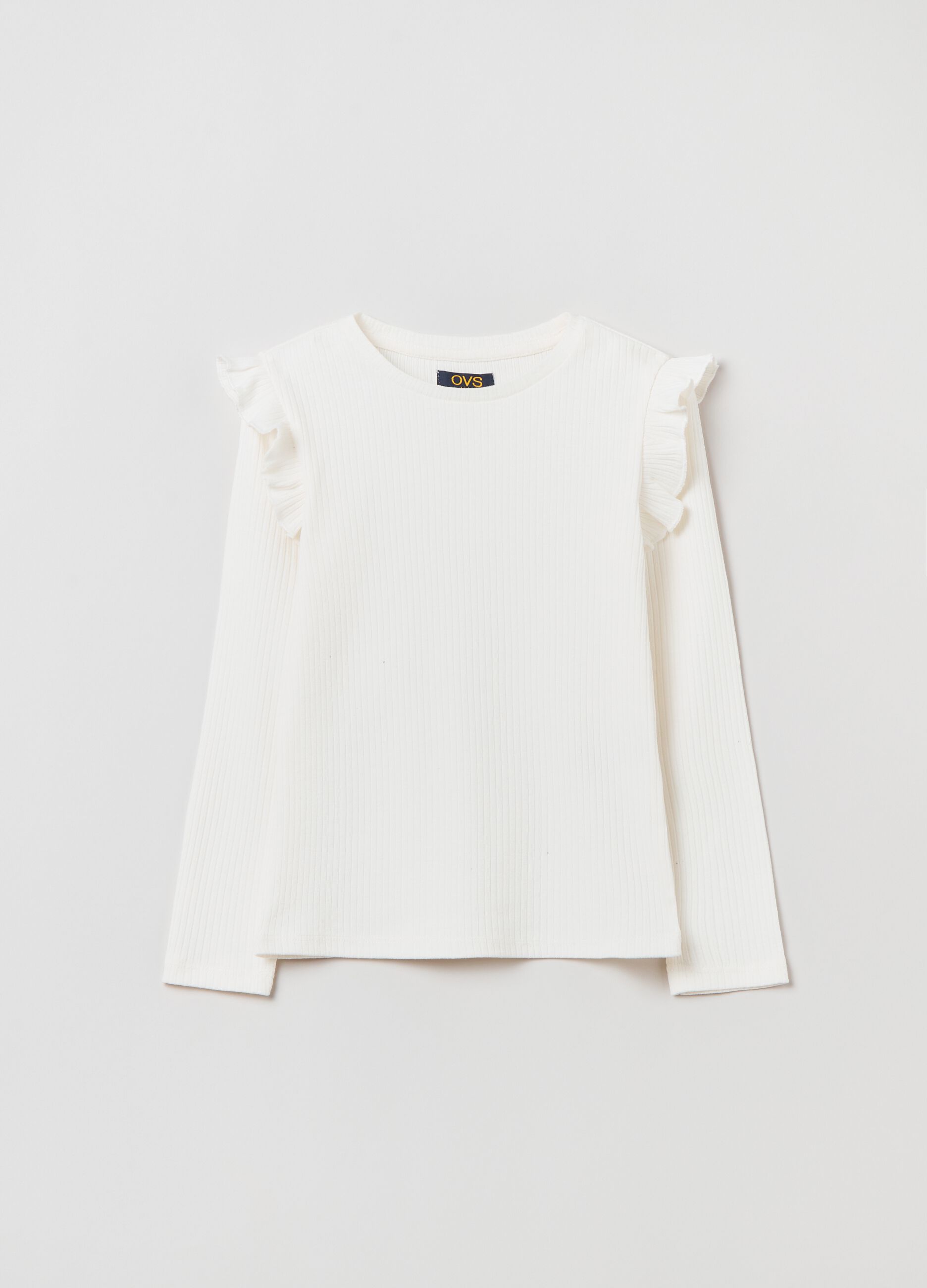 T-shirt maniche lunghe a costine_0