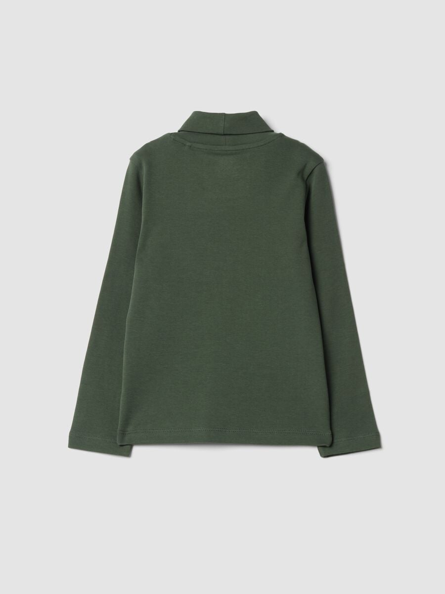 Maglia verde bosco dolcevita in puro cotone organico_1