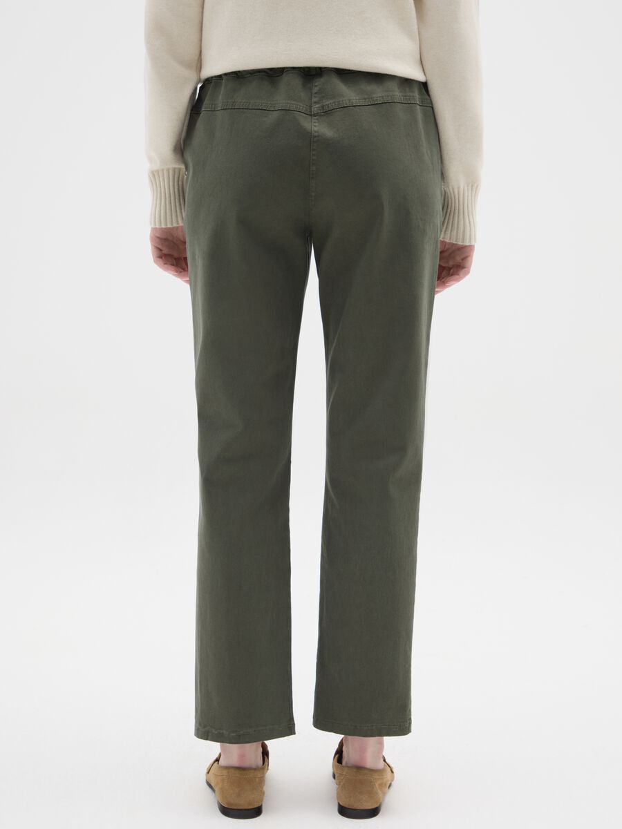 Green stretch cotton trousers regular fit_2