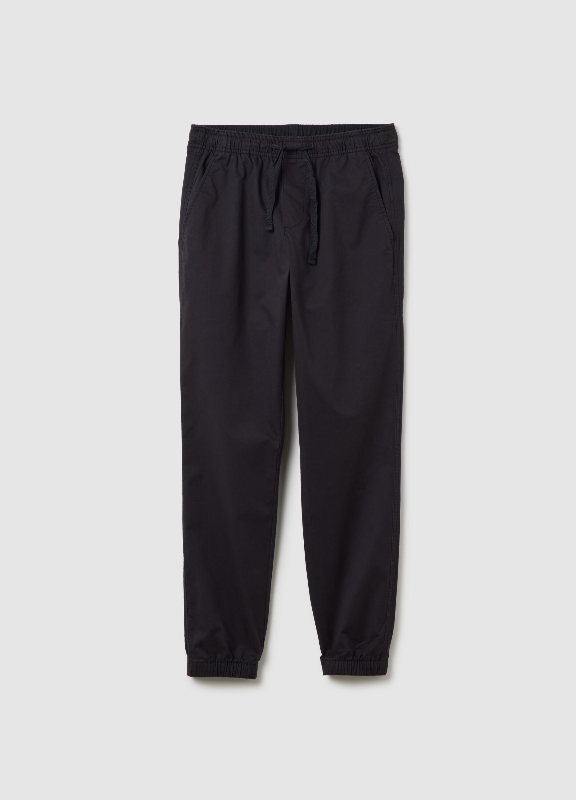 Stretch cotton joggers with drawstring