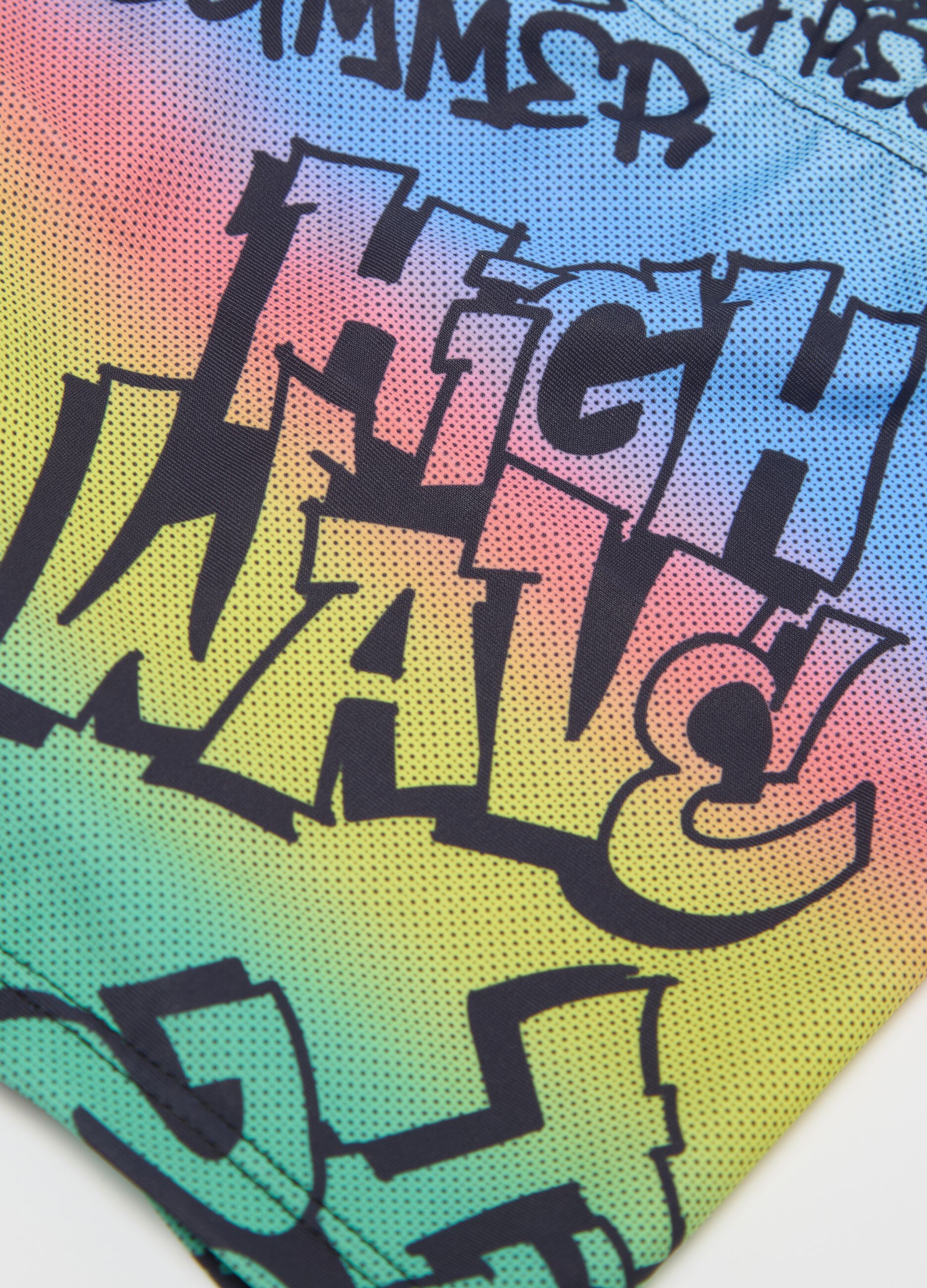 Boy's multi-colour stretch fabric swim shorts with High Wave graphics