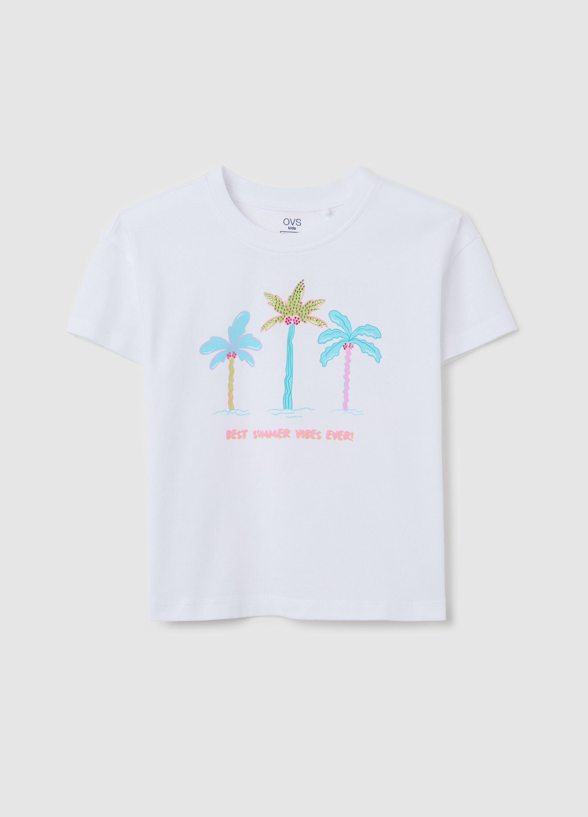 White cotton T-shirt with print