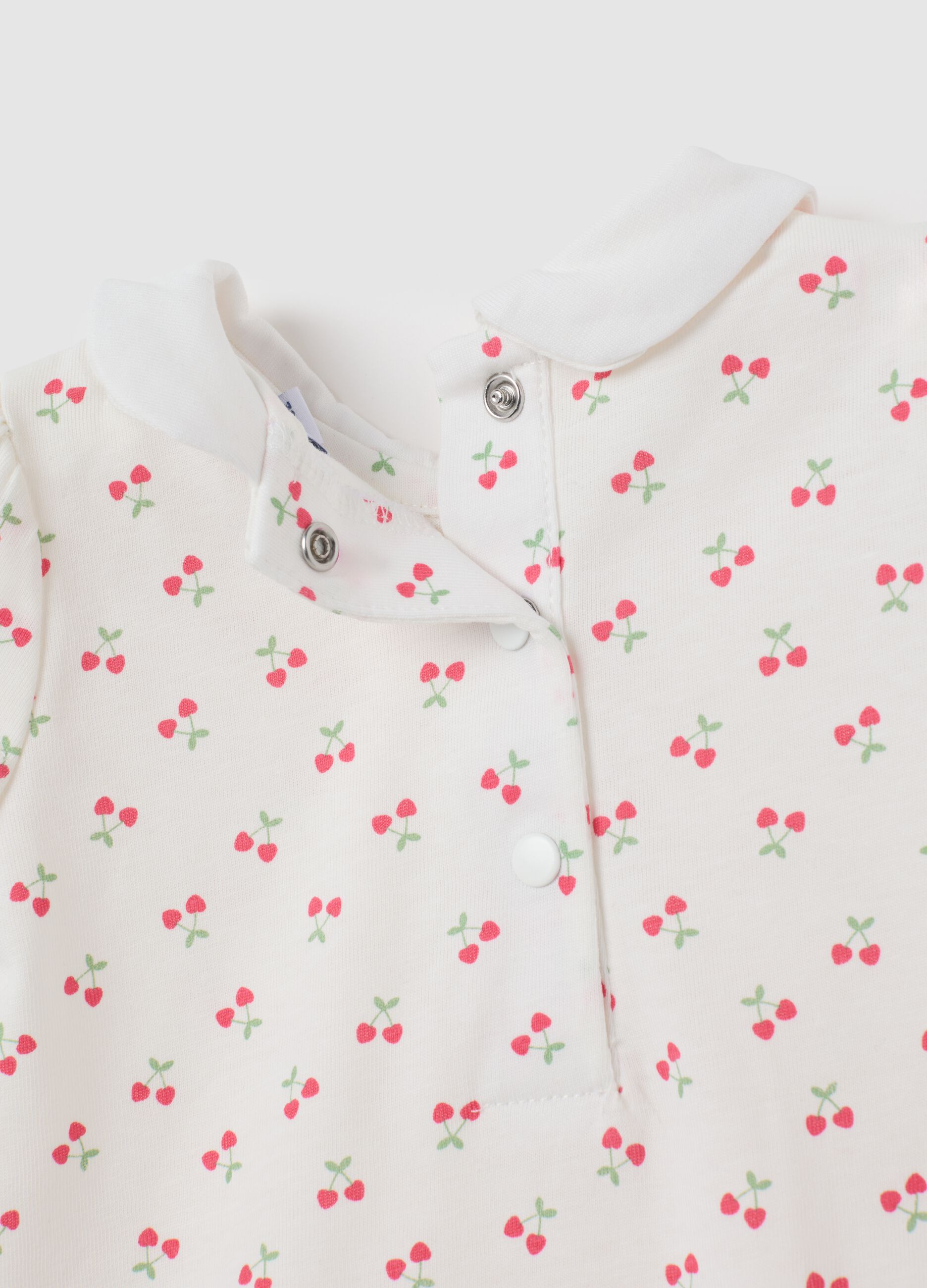 Girl’s white pure cotton bodysuit with cherries