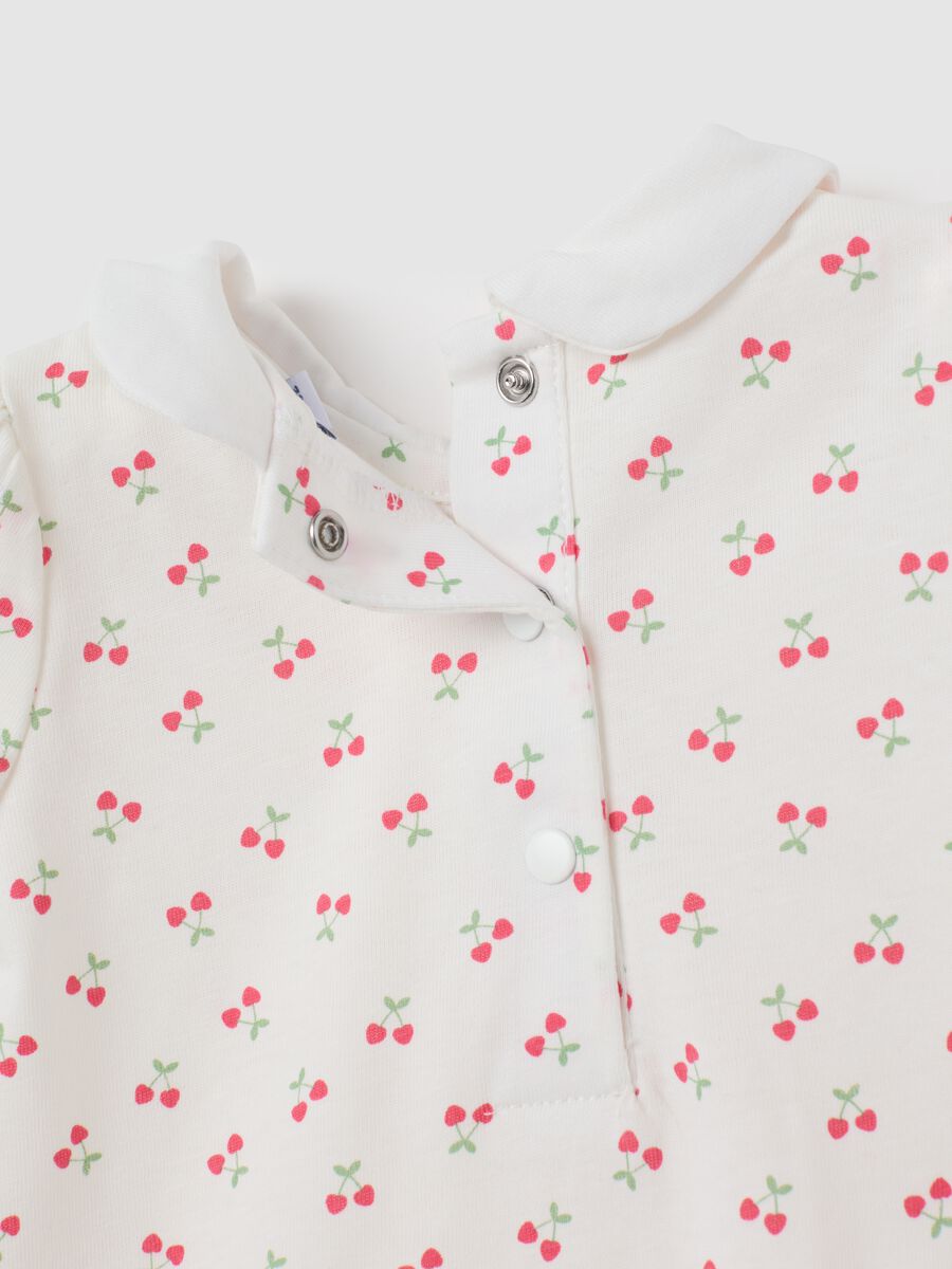 Girl’s white pure cotton bodysuit with cherries_3