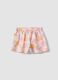 Pink pure cotton shorts with tropical print_1