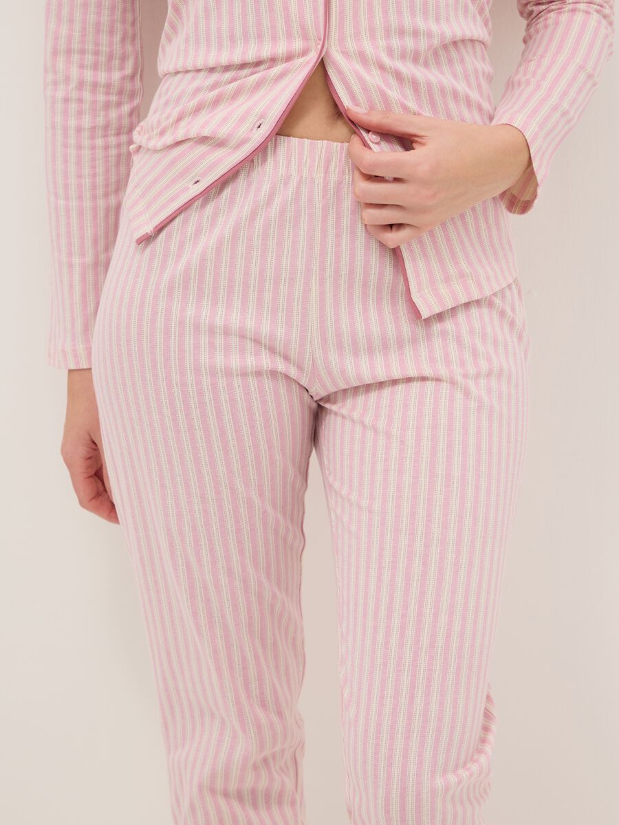 Multicolour striped pyjamas in pure cotton regular fit with V-neck_3