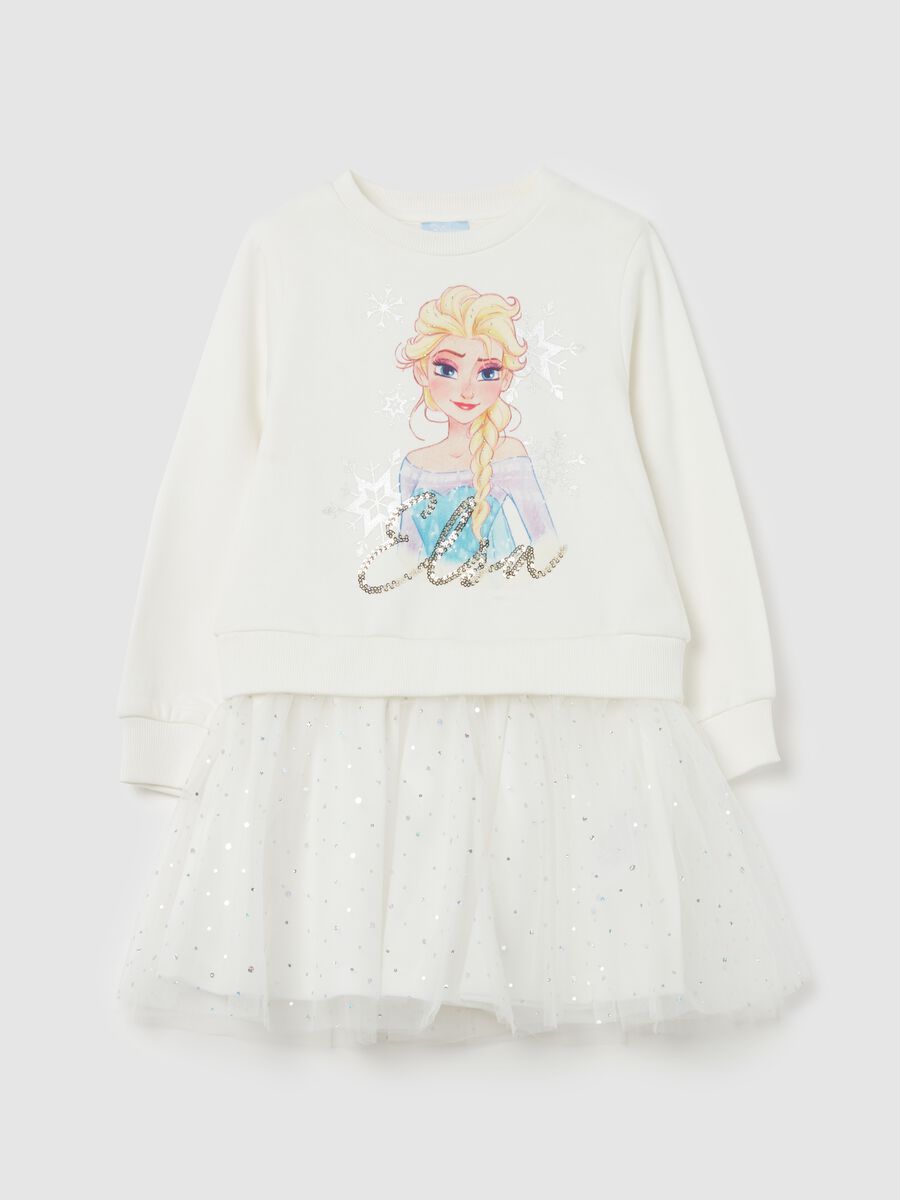 Abito stampa Frozen Elsa con gonna in tulle_0