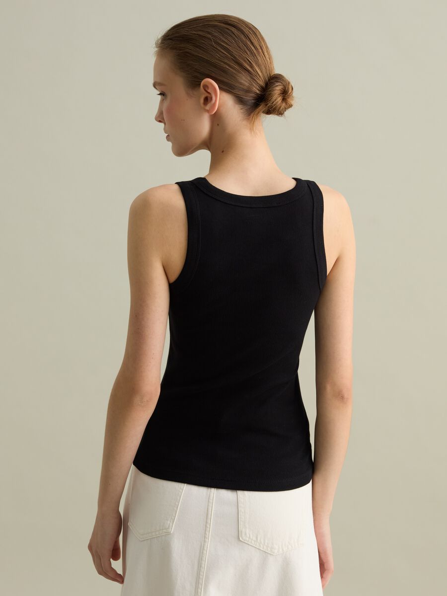 Black ribbed tank top_3