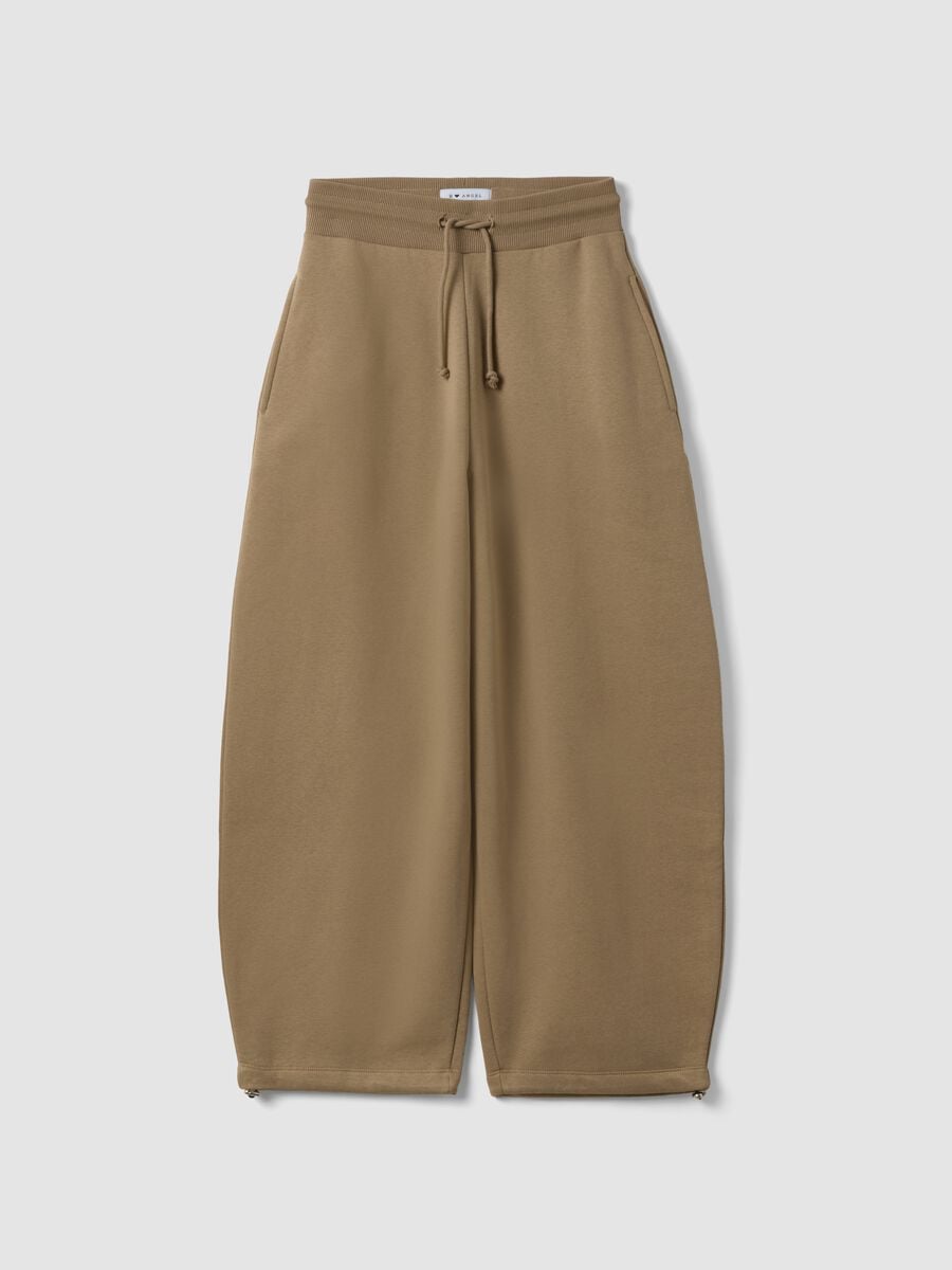 Pantaloni jogger beige in misto cotone baggy fit_3