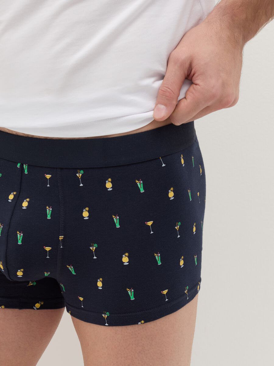 Midi boxer shorts in stretch cotton with pattern._2