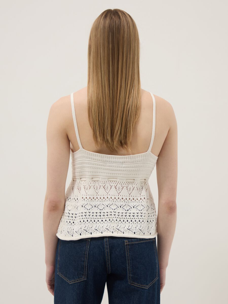 White pure cotton regular-fit top with openwork texture_3