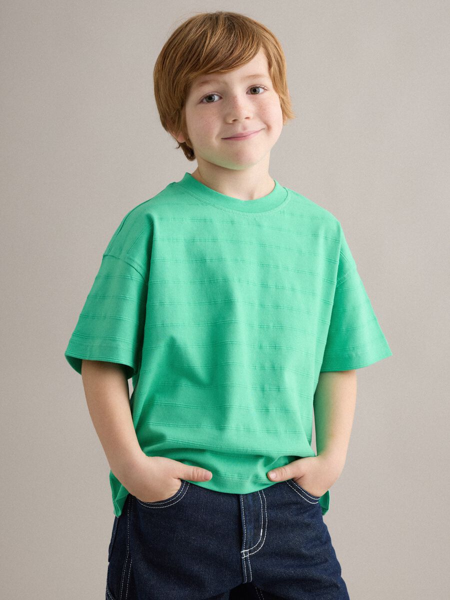 T-shirt in puro cotone verde da bambino regular fit_0
