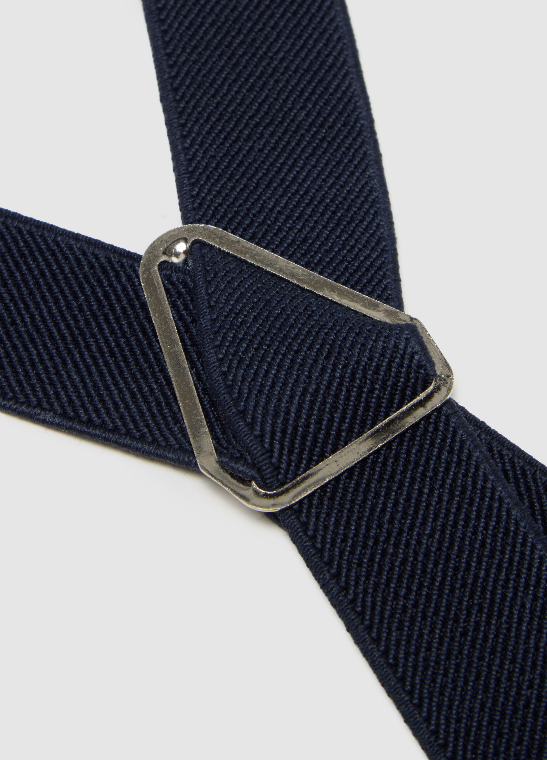 Blue braces with metal clips
