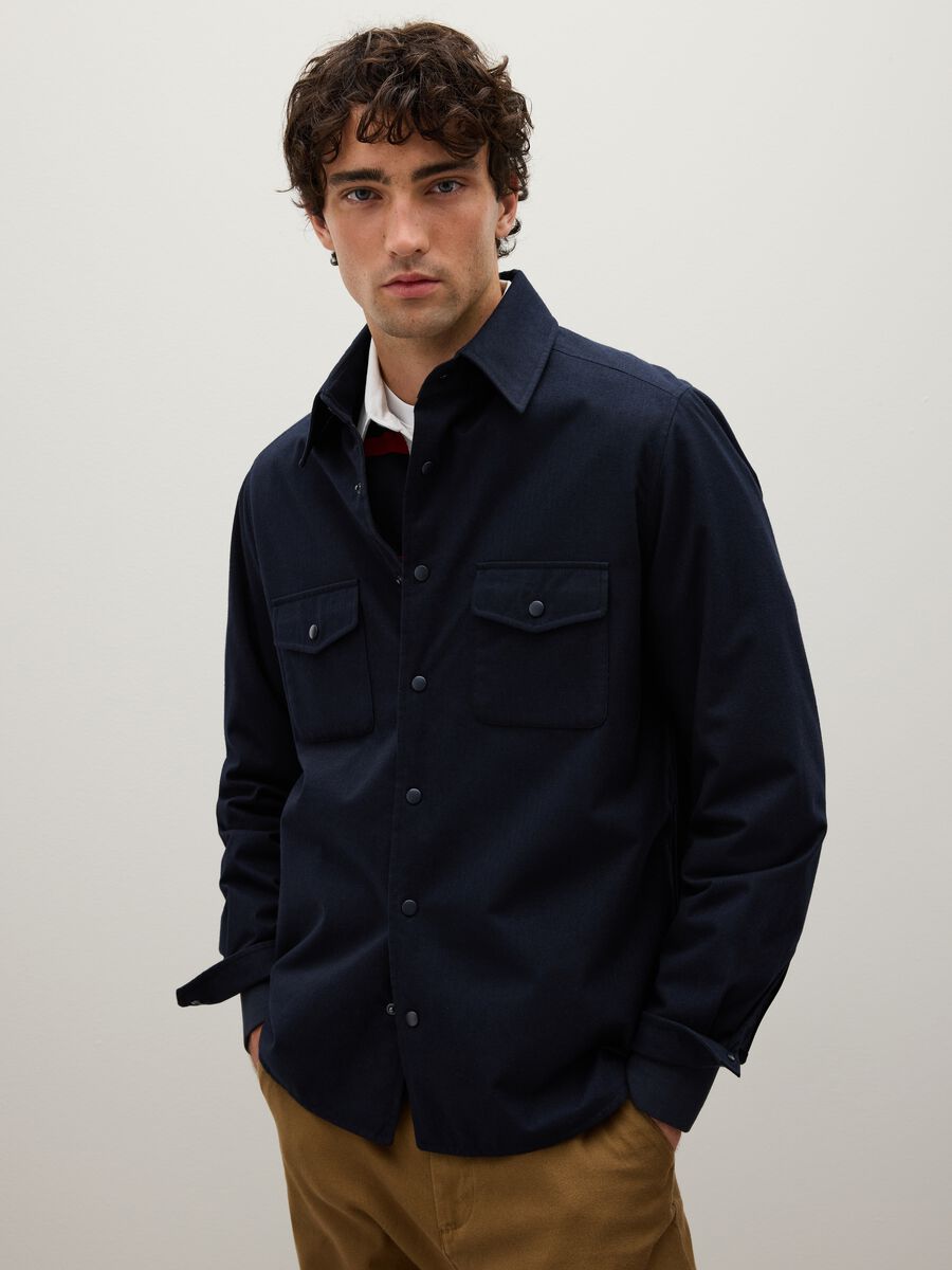 Blue regular fit shirt with pockets_0