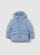 Blue padded jacket with removable hood_0