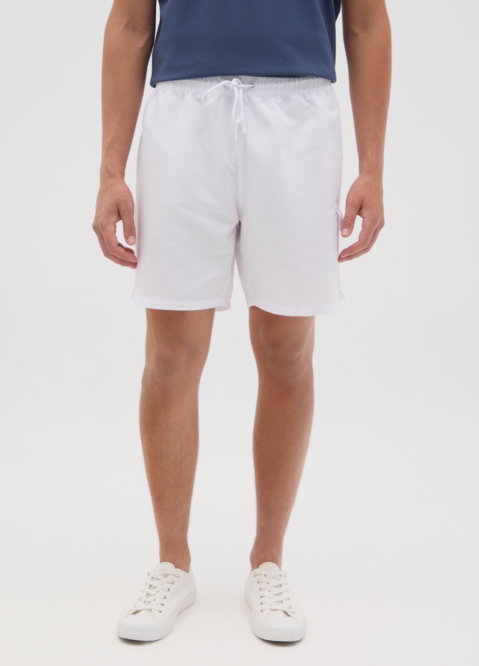 Costume boxer da bagno bianco con stampa logo