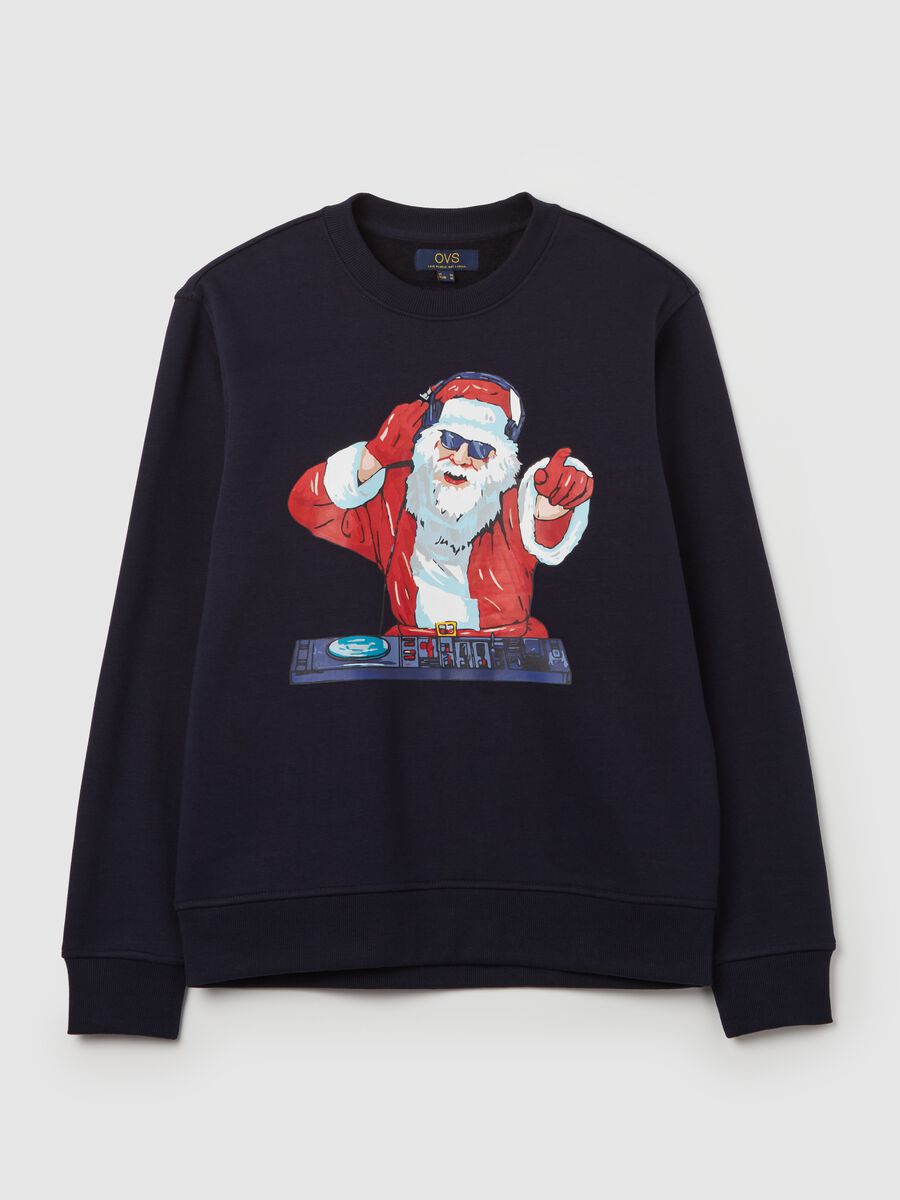 Sweatshirt with Father Christmas deejay print and round neck_4